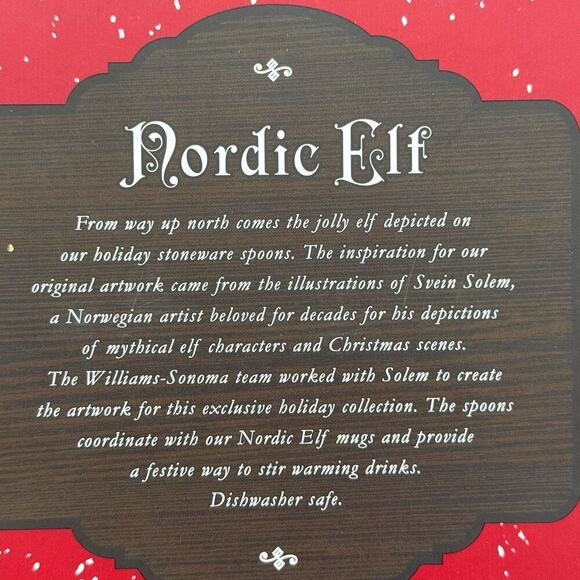 Williams Sonoma Stoneware Hot Chocolate Spoons snowman Nordic Elf Christmas - Picture 8 of 9